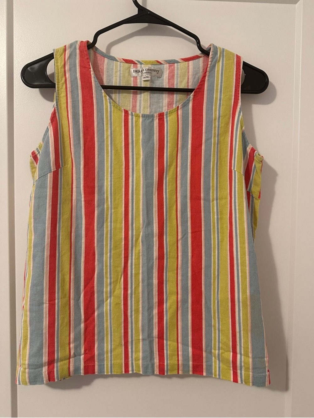 Vintage Striped Linen Blend Tank Top With Side Zipper Size Medium Women’s